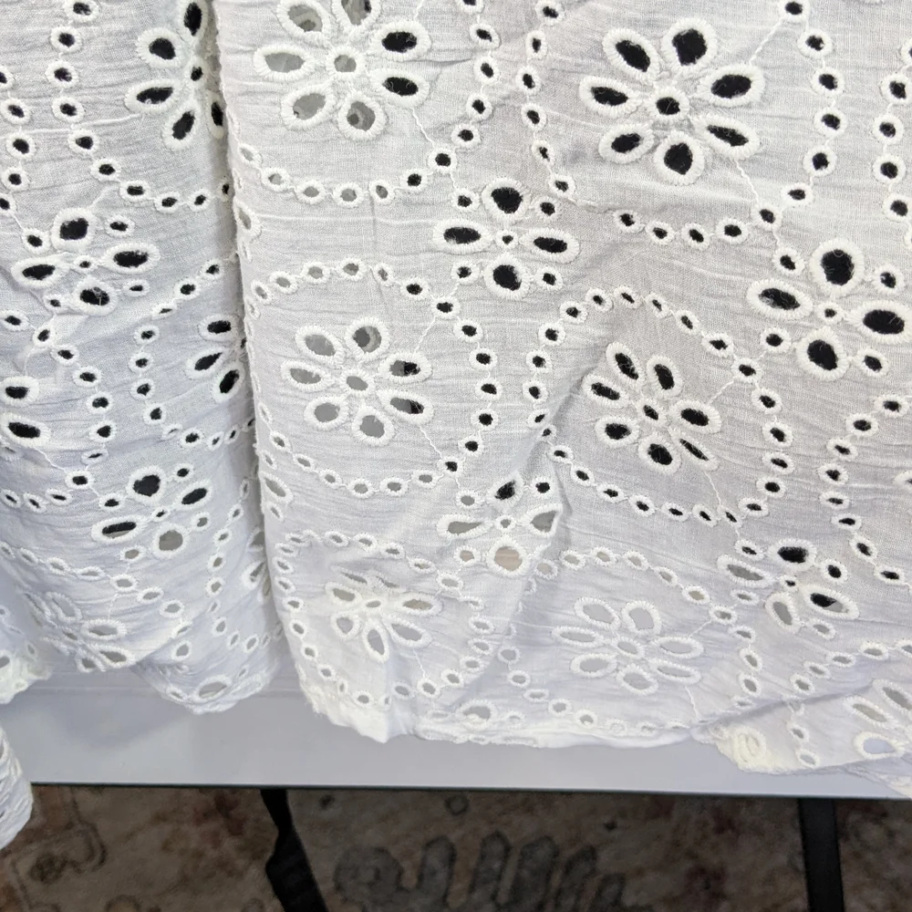 Pari Passu NWOT White Eyelet Over Black Maxi Elastic Waist Skirt Size 20 - Picture 5 of 11